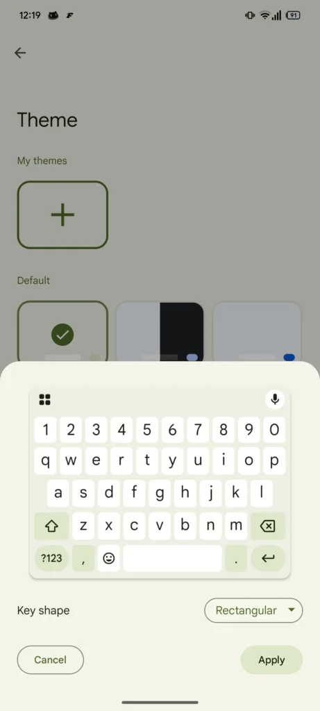gboard tvar klaves hranate
