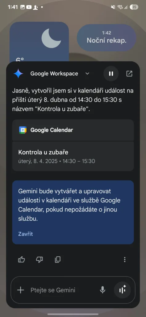 gemini přidání schůzky do kalendáře google