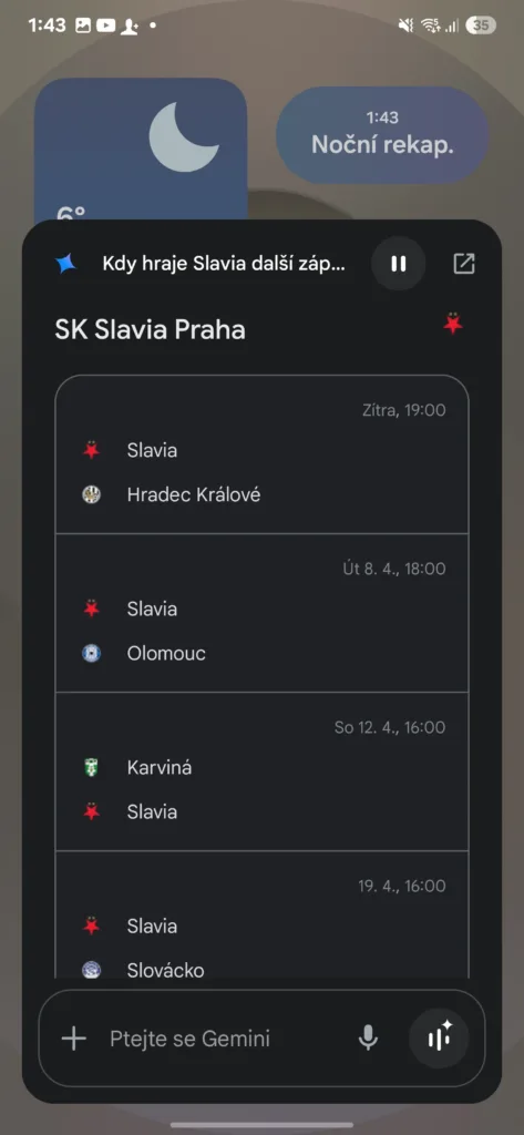 gemini sportovní utkání