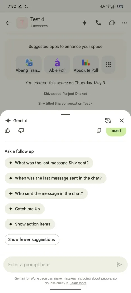 gmail google chat gemini