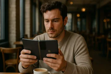 Muž používá Google Pixel Fold