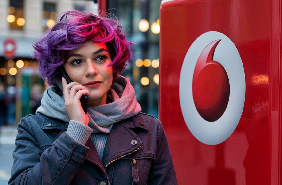 vodafone dívka telefonuje ve městě