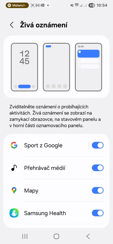 ziva oznameni s25 nastaveni
