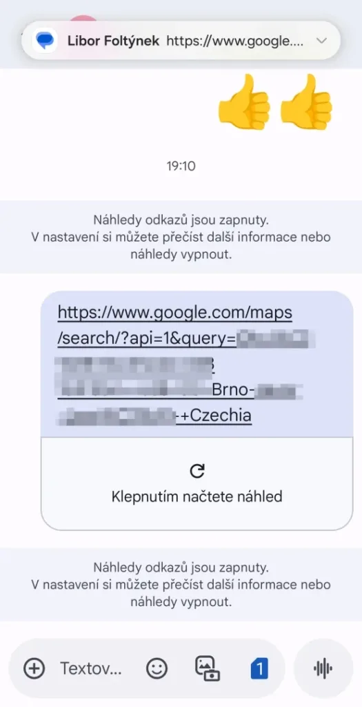 zpravy google sdileni polohy prijeti zpravy