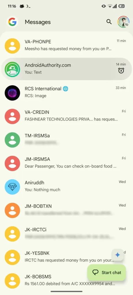 zpravy google ztlumeny chat ikona