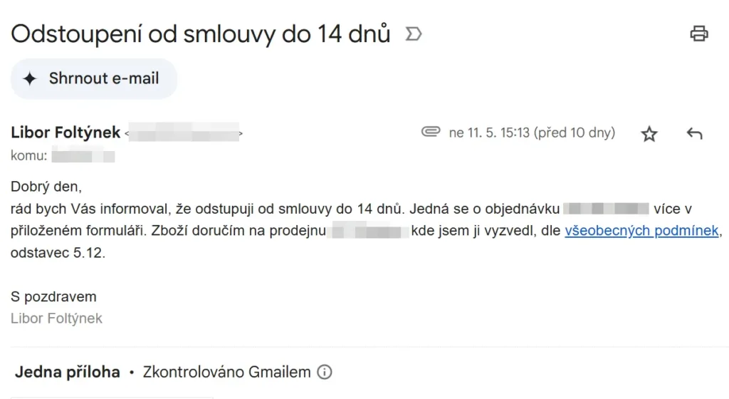 odstoupeni od smlouvy 14 dnu