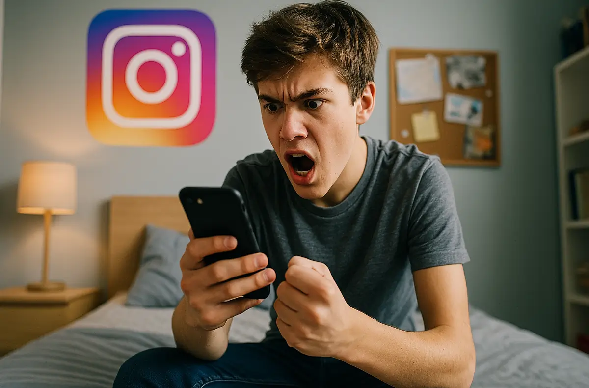 teenager ve svém pokoji a s mobilem