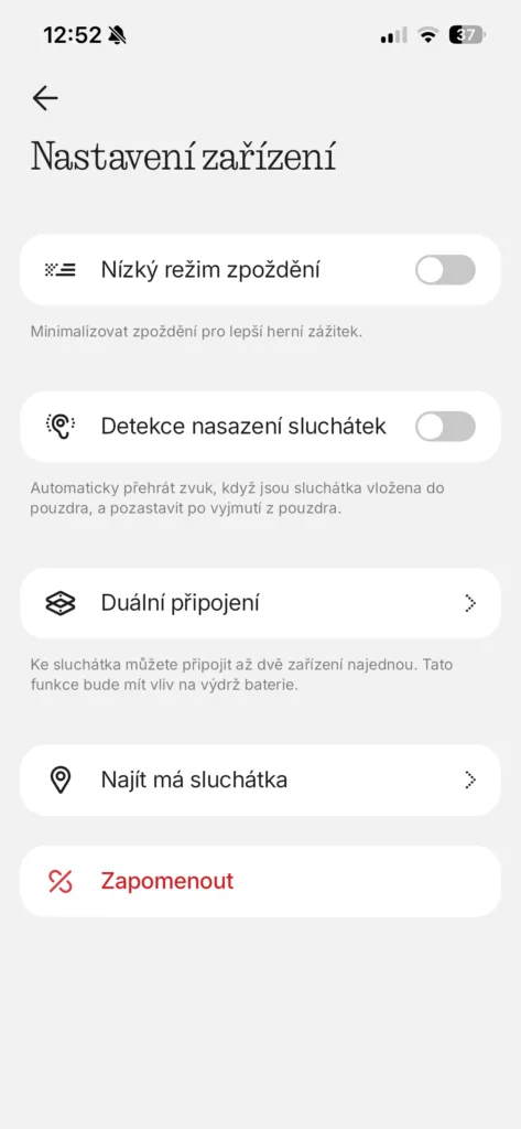 nothing nastaveni