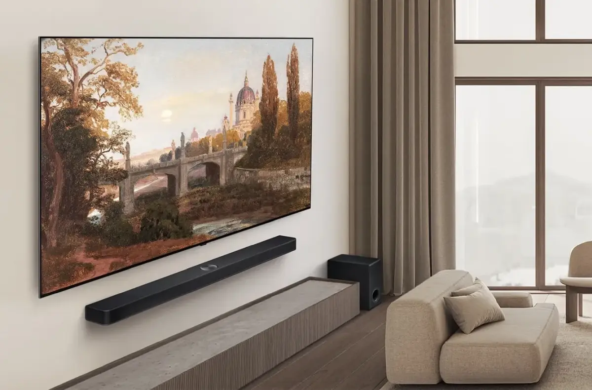 LG OLED55B56LA v obyvaku na stene