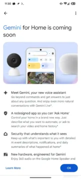 gemini for google home is coming soon obrazovka