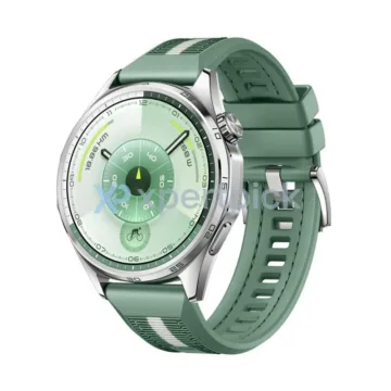 huawei watch gt 6 46mm stribrna se zelenym paskem