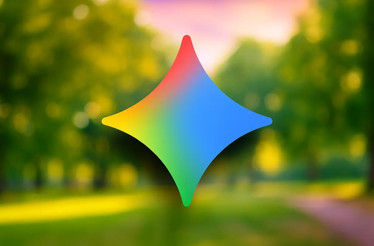 google gemini logo na pozadi s parkem ilustrace
