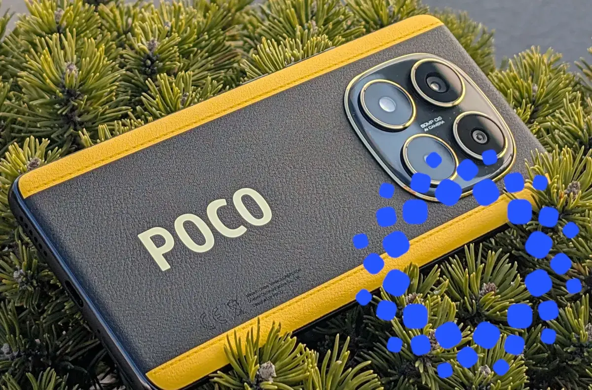 poco x7 zadni strana na jehlici hyperos ilustrace