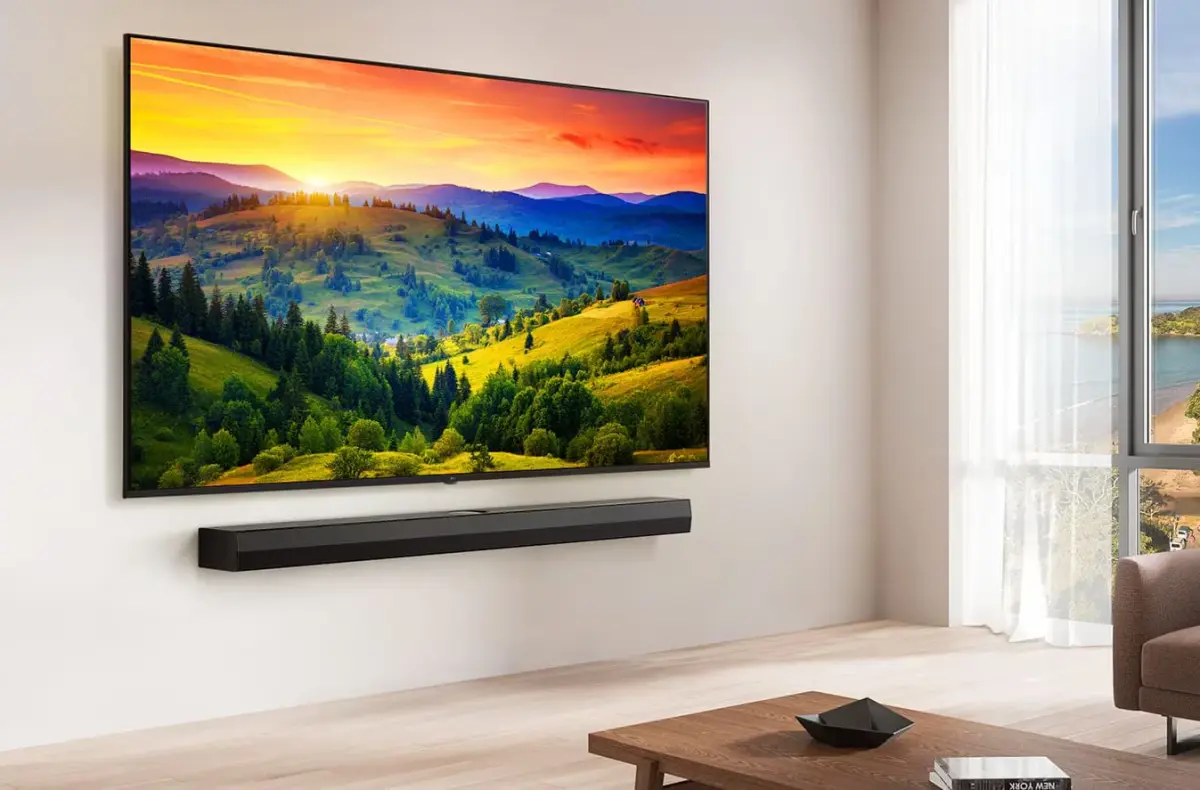 LG 55UA73006LA v obyvaku na stene