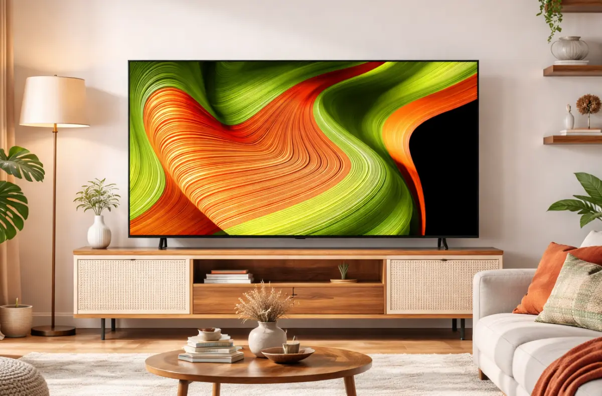 LG OLED83B56 v obyvaku ai ilustrace