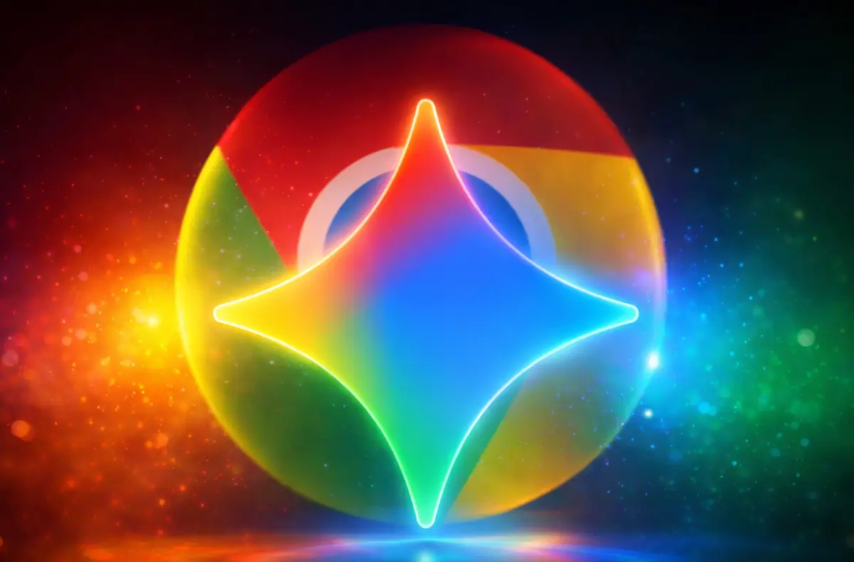 google gemini s logem google chrome v pozadi