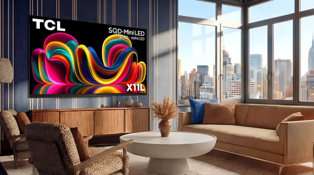 tcl x11l v obyvaku na zdi