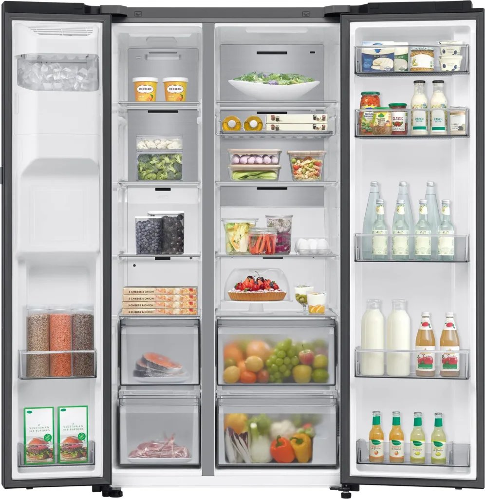 SAMSUNG RS80F66KBFEO otevrena