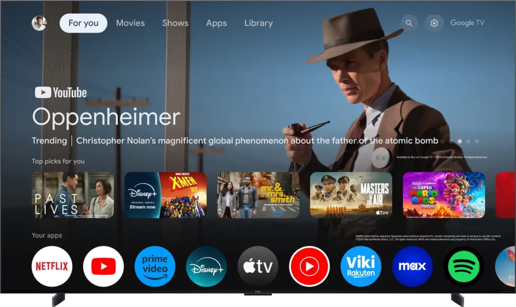 TCL 98C7K google tv
