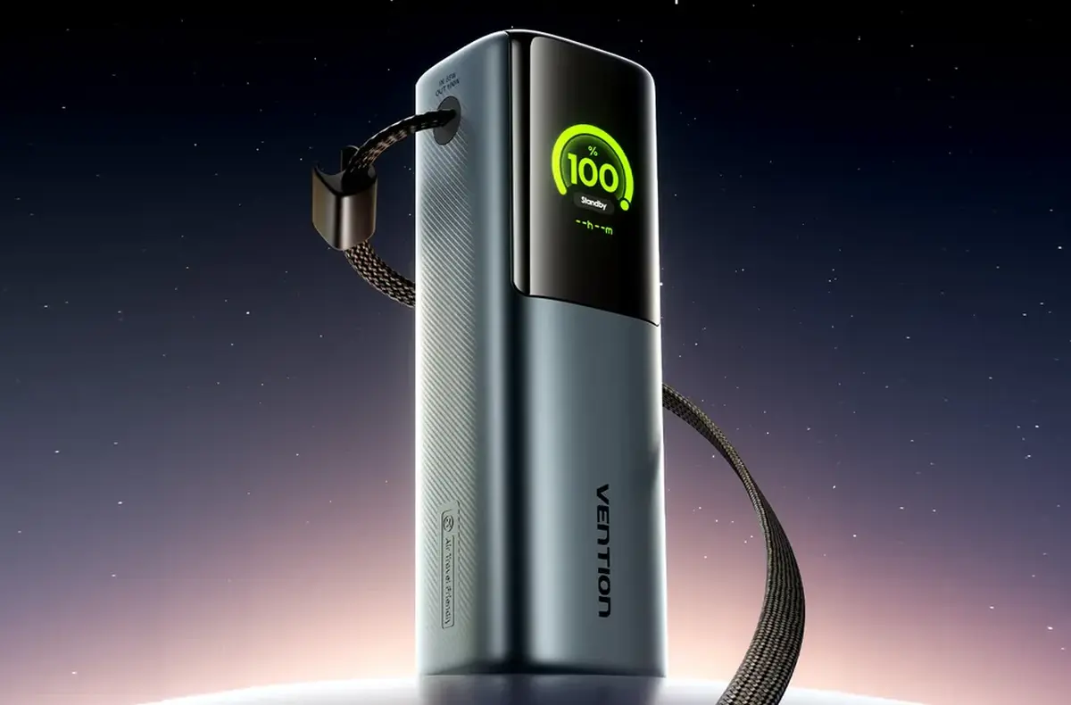 Vention 20000mAh Power Bank 165W na pozadi se zari