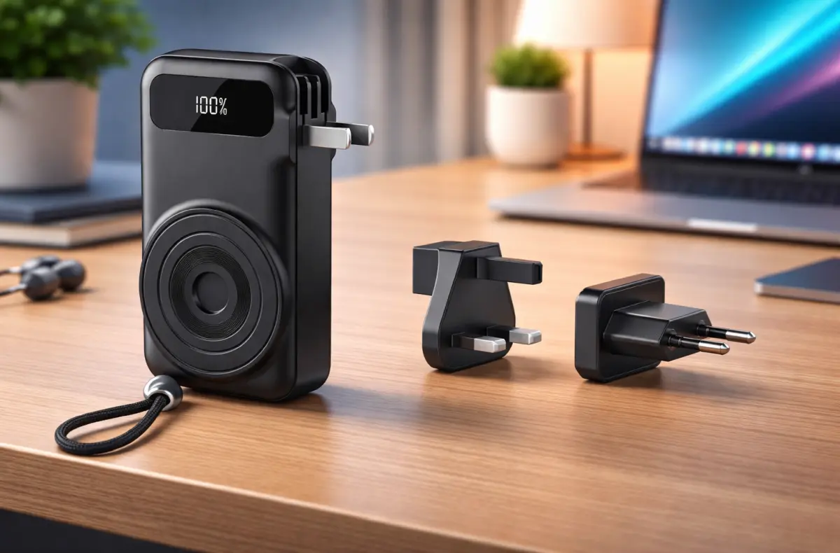 Vention 5 in 1 10000mAh Travel Power Bank na stole ai ilustrace