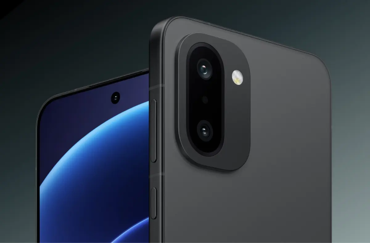 oneplus 15r cerna zadni strana fotomodul a displej se selfie kamerou