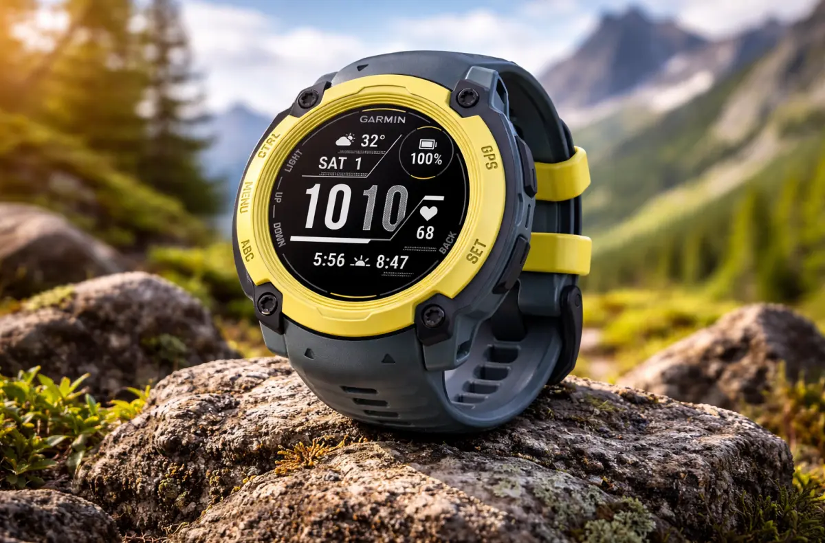 Garmin Instinct E 40mm Electric lime Twilight v prirode ai ilustrace