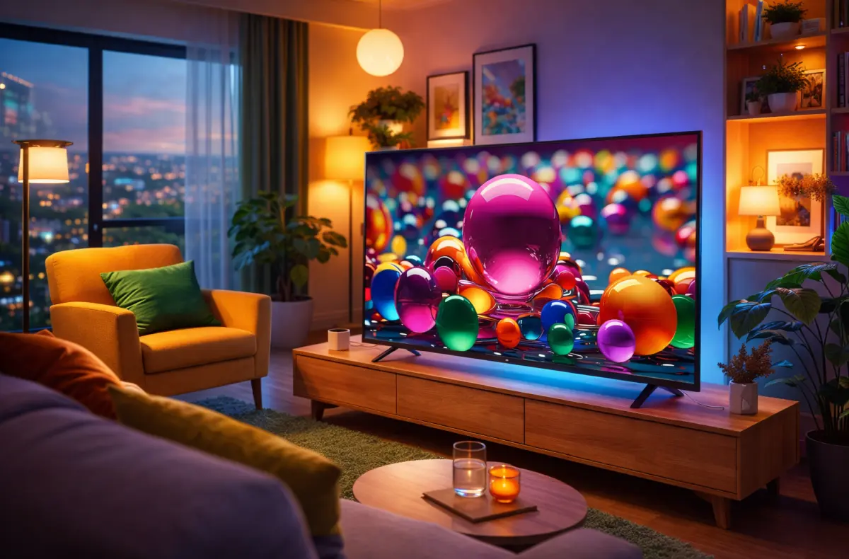 LG 50UA75006 v obyvaku ai ilustrace