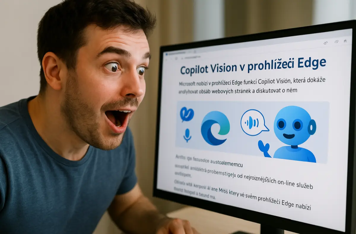 microsoft edge copilot vision otestovali jsme nahled muz s emocemi se diva na monitor