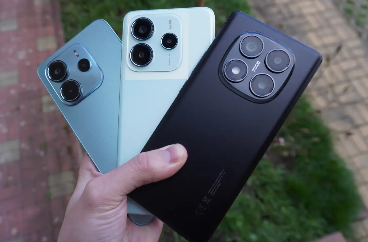 redmi note 14 rada tri modely venku v ruce