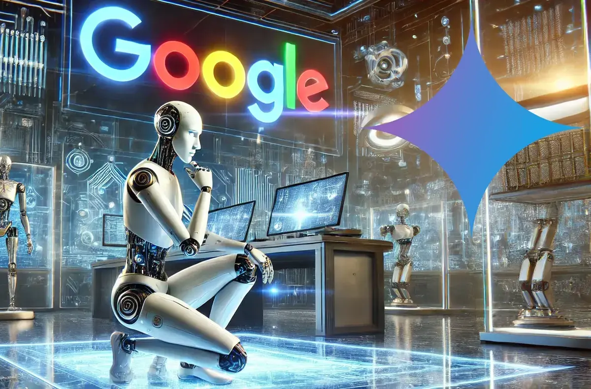 umela inteligence v laboratori s logem google ilustrace