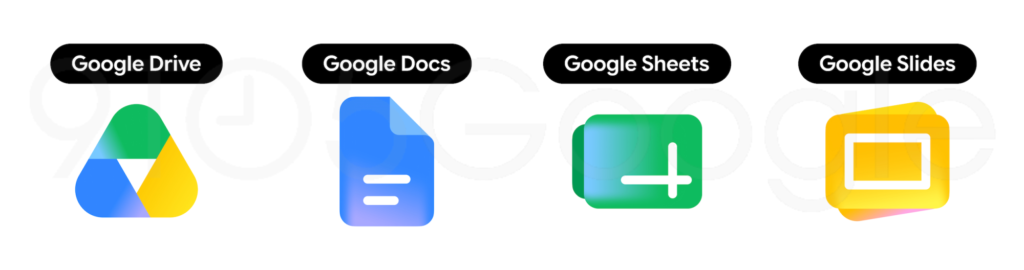disk dokumenty tabulky prezentace nova loga 9to5google