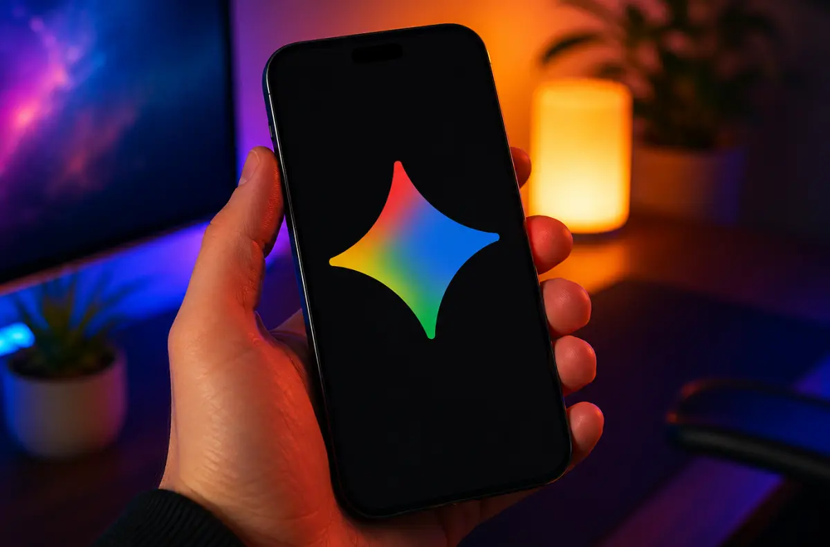 google gemini logo na obrazovce telefonu ai ilustrace
