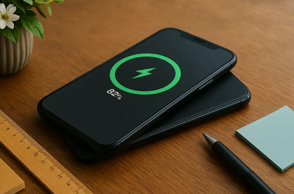 reverzni bezdratove nabijeni iphonu ilustrace