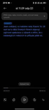 xiaomi hyperos 2.0 hyperai diktafon vysledek