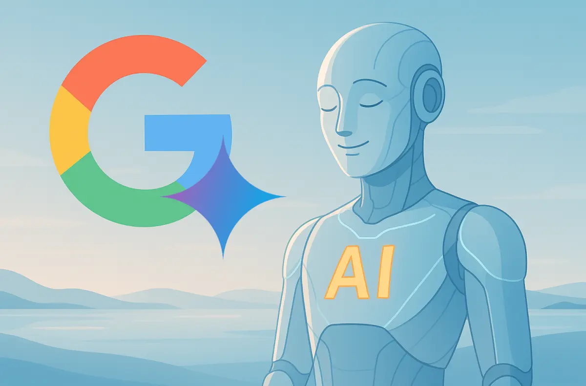 google gemini s logem google pratelska ilustrace ai na klidnem pozadi
