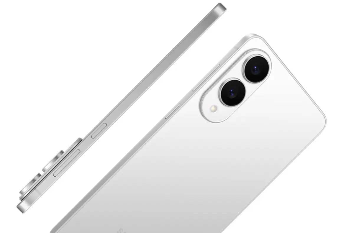 samsung galaxy s25 edge stribrna zezadu z boku oficialni render