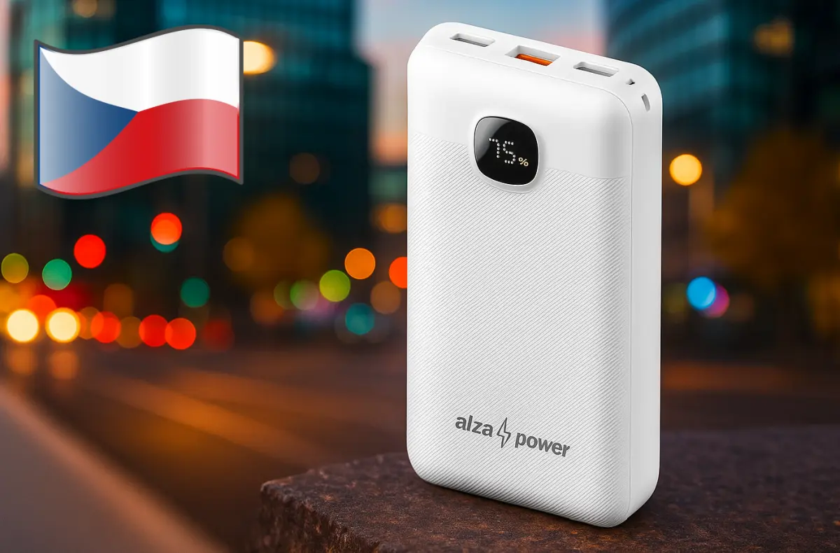 alzapower garnet 20000mah power delivery bila na pozadi s velkomestem