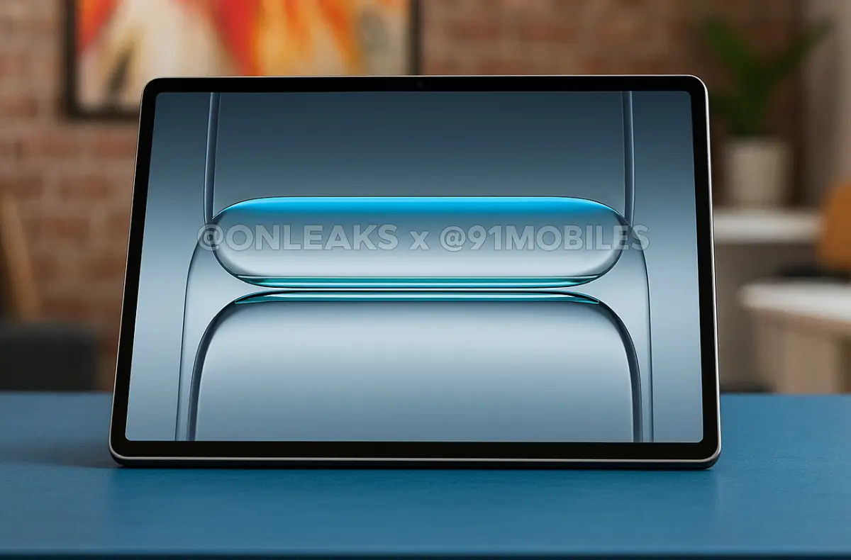 oneplus pad lite na modre lince zepredu ilustrace