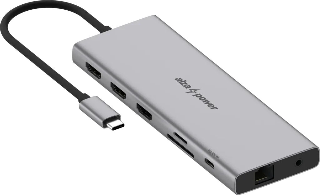 AlzaPower Metal USB C Dock Station 12v1 render