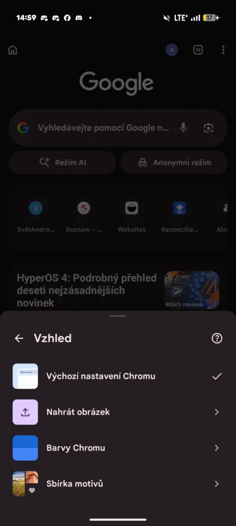 google chrome prizpusobeni stranky nova karta 3