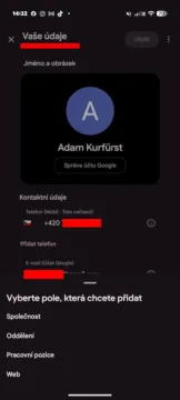 kontakty google vase udaje vizitka uprava 1