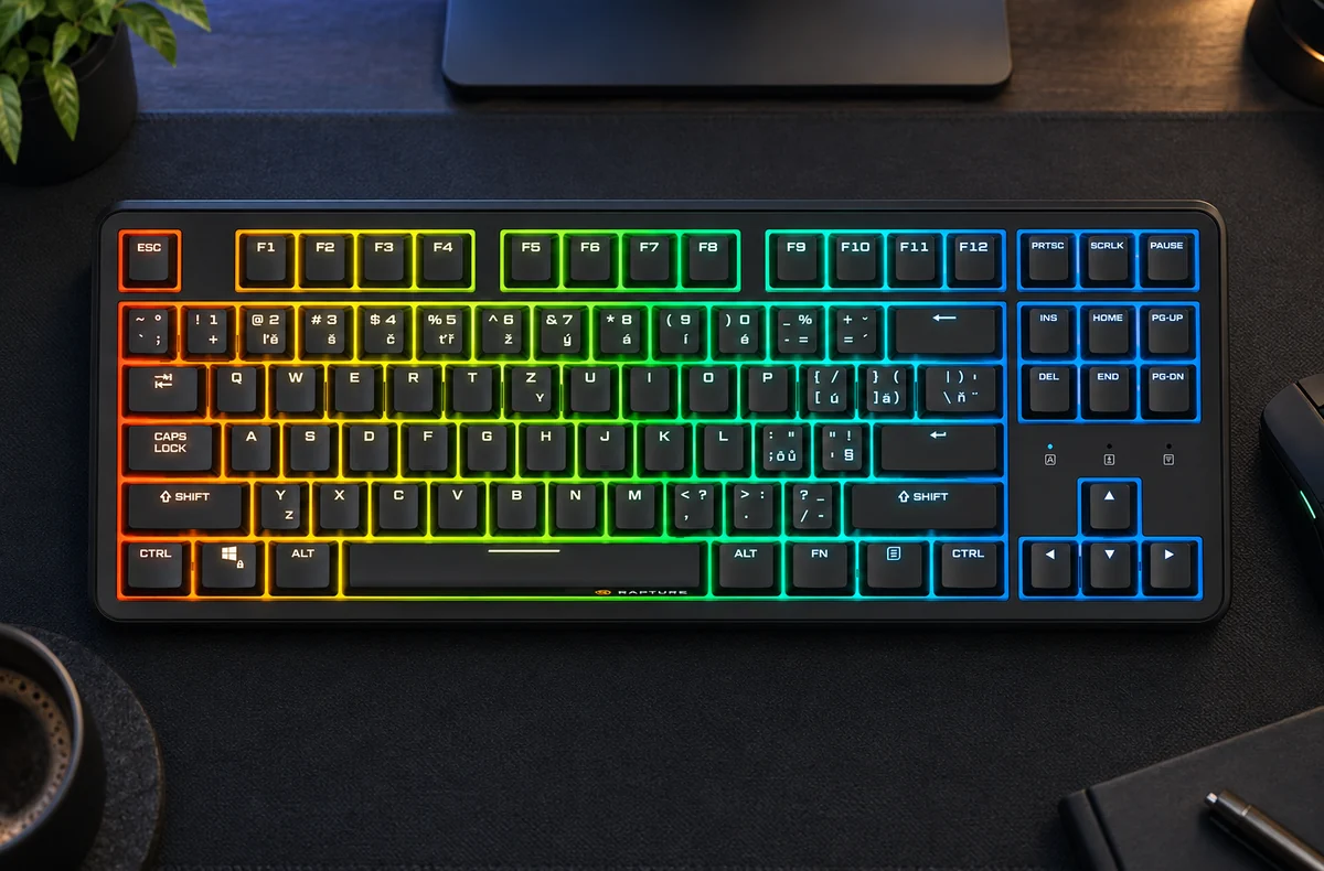 Klávesnice Rapture KILO V2 s RGB podsvícením na herním stole