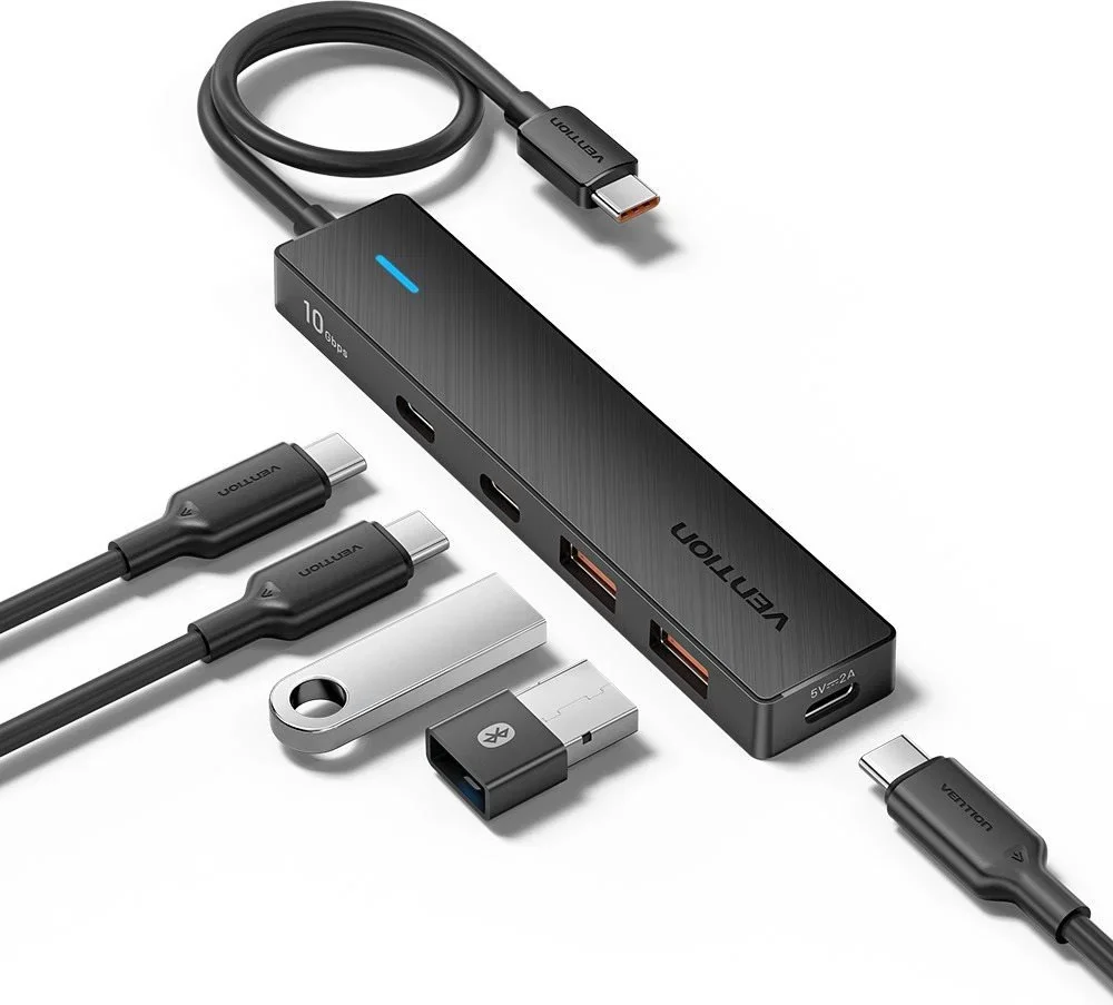 Vention 5-in-1 USB-C to 3 x USB-C / 2 x USB 3.2 Gen 2 10G Hub 0.15M Black
