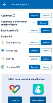 omron aplikace sdileni dat