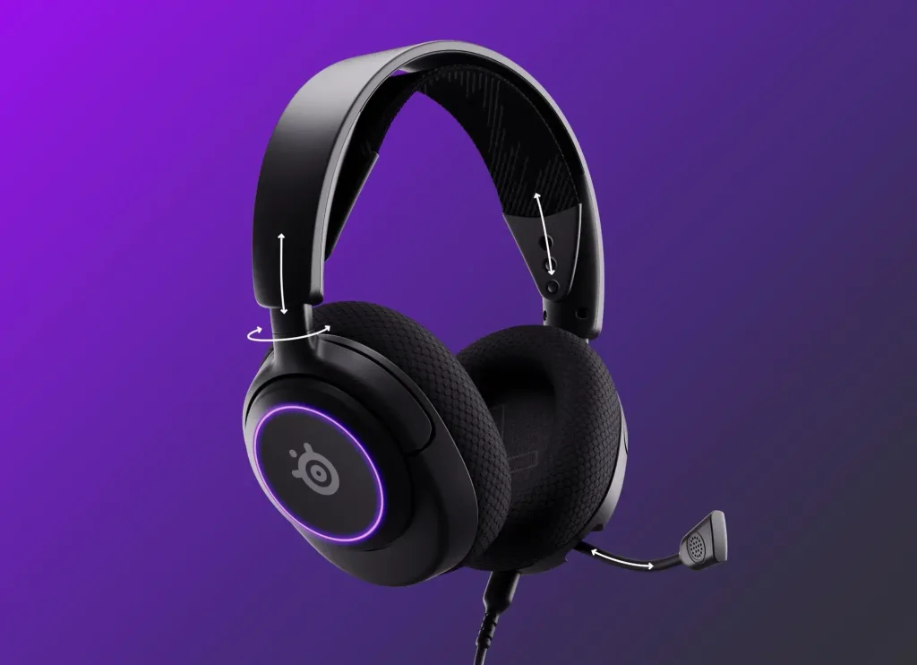 steelseries arctis nova 3 na fialovem pozadi