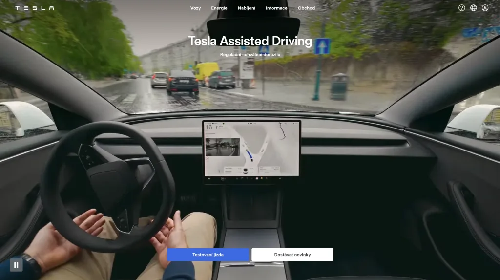 tesla assisted driving cesko