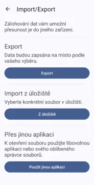 catima import export